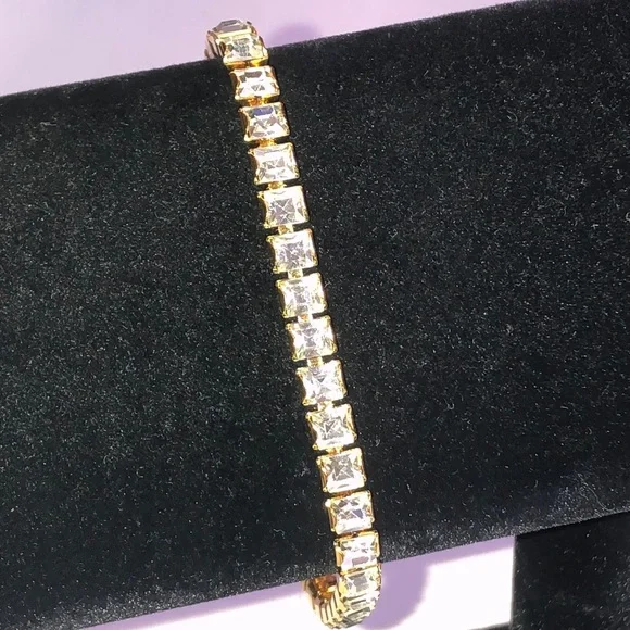 Vintage Gold Tone CZ Rhinestone Boho Bracelet - Picture 3 of 6
